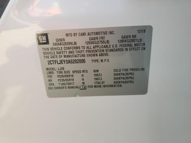 2CTFLJEY0A6282806 - 2010 GMC TERRAIN SLT WHITE photo 13