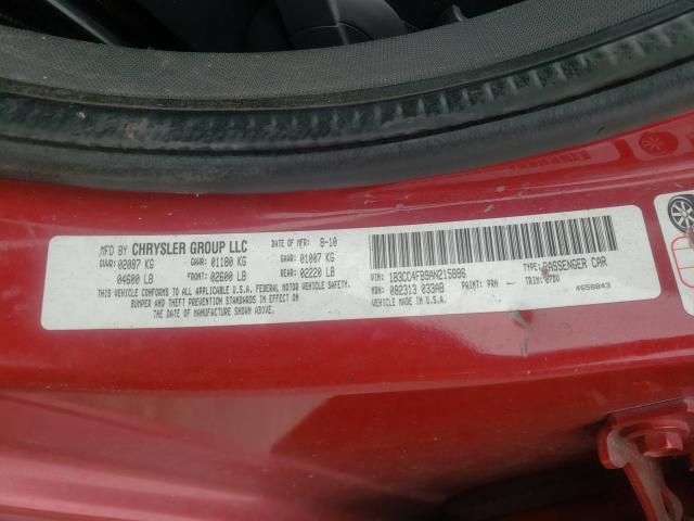 1B3CC4FB9AN215886 - 2010 DODGE AVENGER SXT RED photo 10