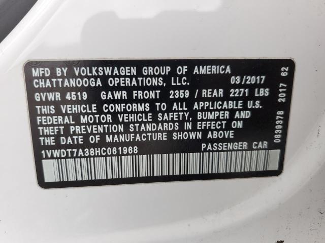 1VWDT7A38HC061968 - 2017 VOLKSWAGEN PASSAT R-LINE თეთრი ფოტო 13