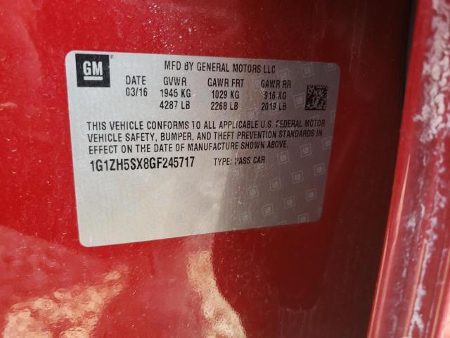 1G1ZH5SX8GF245717 - 2016 CHEVROLET MALIBU PREMIER RED photo 12