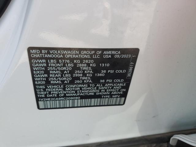 1V2HE2CA9RC209090 - 2024 VOLKSWAGEN ATLAS CROS SE Білий фото 13