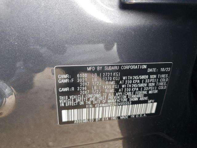 4S4WMARD2R3405553 - 2024 SUBARU ASCENT LIMITED GRAY photo 12