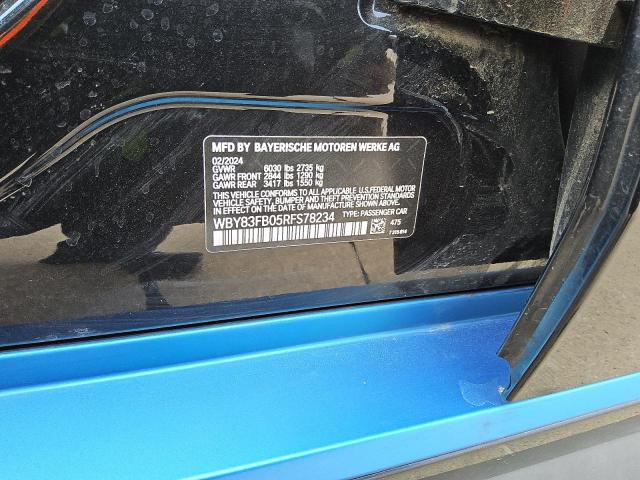 WBY83FB05RFS78234 - 2024 BMW I4 XDRIVE 40 BLACK photo 12