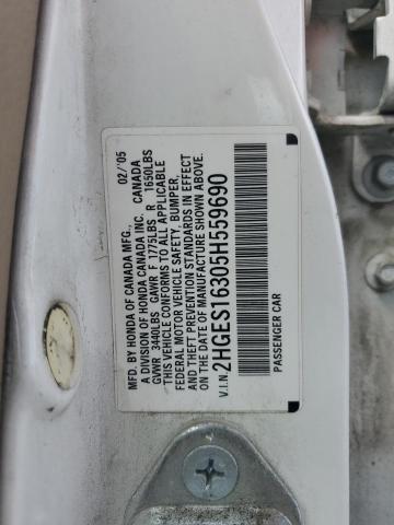 2HGES16305H559690 - 2005 HONDA CIVIC DX VP თეთრი ფოტო 12