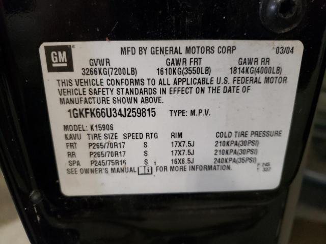 1GKFK66U34J259815 - 2004 GMC DENALI XL DENALI BLACK photo 13