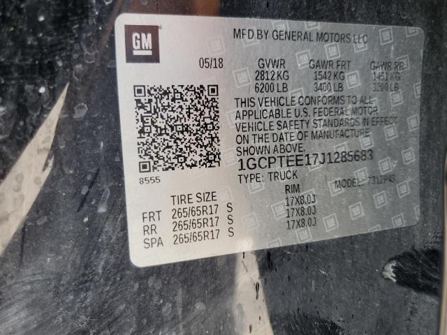 1GCPTEE17J1285683 - 2018 CHEVROLET COLORADO ZR2 BLACK photo 12