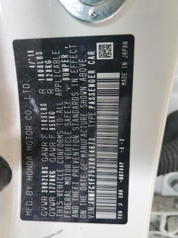 JHMFC1F75JX014673 - 2018 HONDA CIVIC EXL WHITE photo 12