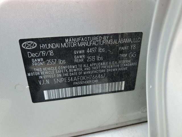 5NPE34AF0KH766467 - 2019 HYUNDAI SONATA LIMITED SILVER photo 12