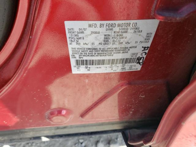 2FMDK49C47BA97952 - 2007 FORD EDGE SEL PLUS RED photo 14