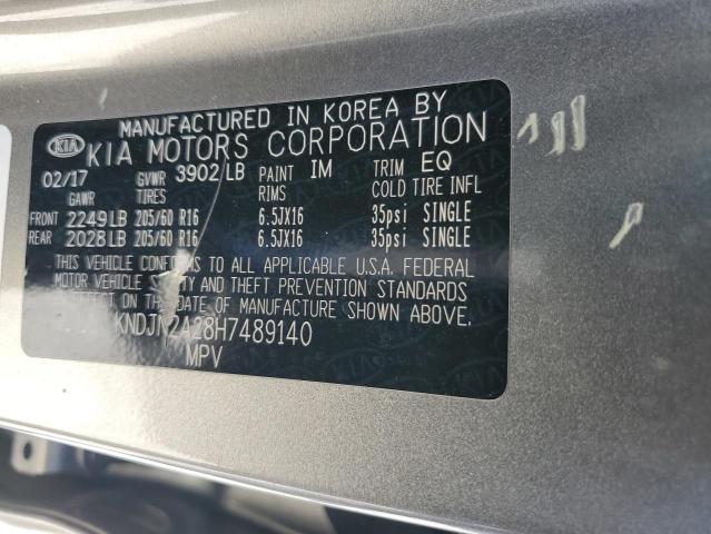 KNDJN2A28H7489140 - 2017 KIA SOUL GRAY photo 12