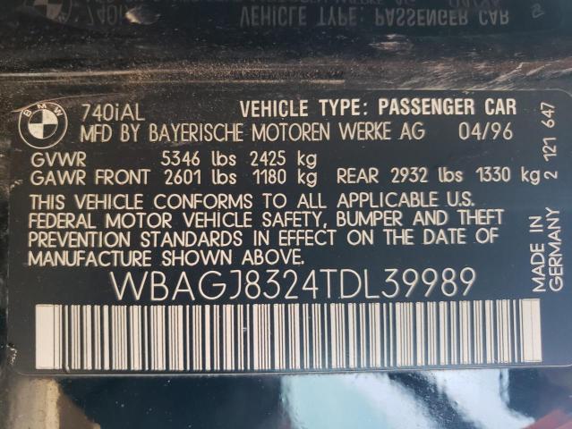 WBAGJ8324TDL39989 - 1996 BMW 7 SERIES IL BLACK photo 12