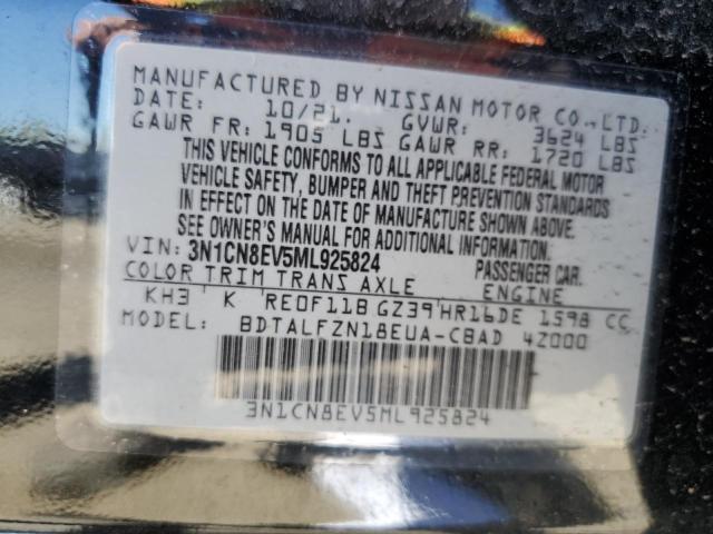 3N1CN8EV5ML925824 - 2021 NISSAN VERSA SV BLACK photo 12