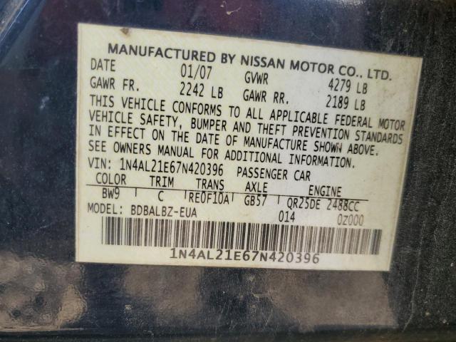 1N4AL21E67N420396 - 2007 NISSAN ALTIMA 2.5 BLUE photo 13