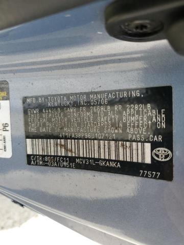 4T1FA38P96U107121 - 2006 TOYOTA CAMRY SOLA SE BLUE photo 12