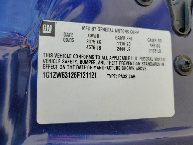 1G1ZW63126F131121 - 2006 CHEVROLET MALIBU MAXX SS BLUE photo 12