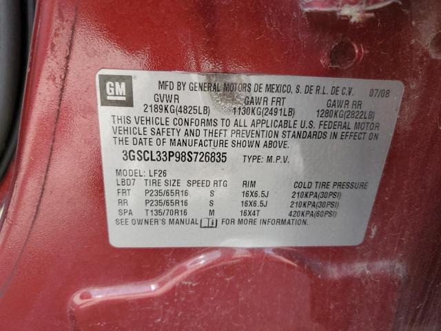 3GSCL33P98S726835 - 2008 SATURN VUE XE RED photo 13