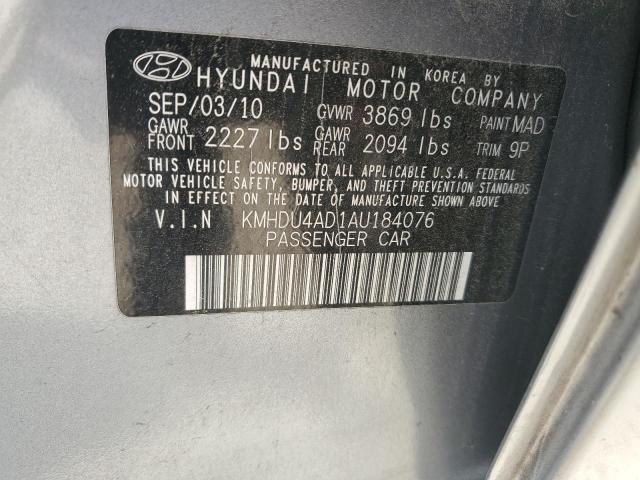 KMHDU4AD1AU184076 - 2010 HYUNDAI ELANTRA BLUE CHARCOAL photo 12