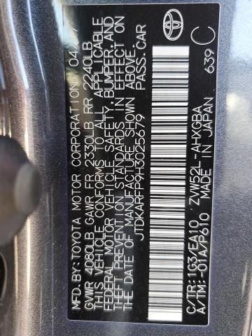 JTDKARFP9H3025679 - 2017 TOYOTA PRIUS PRIM ნაცრისფერი ფოტო 13