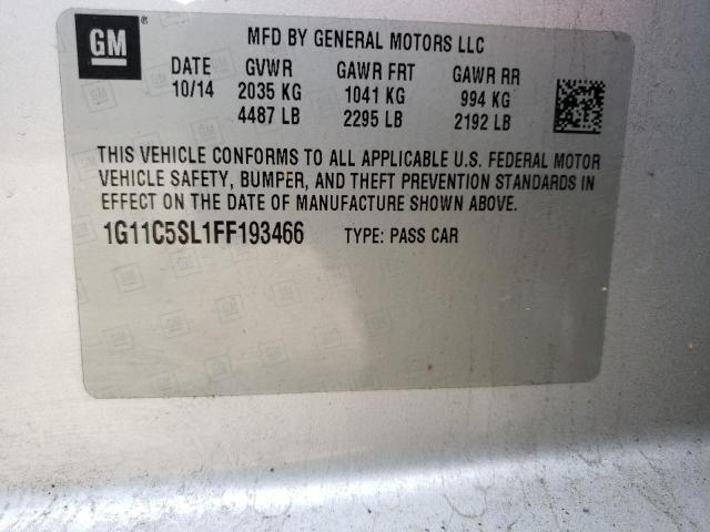 1G11C5SL1FF193466 - 2015 CHEVROLET MALIBU 1LT SILVER photo 12