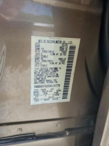 1N6BA07A25N528778 - 2005 NISSAN TITAN XE ოქროსფერი ფოტო 12