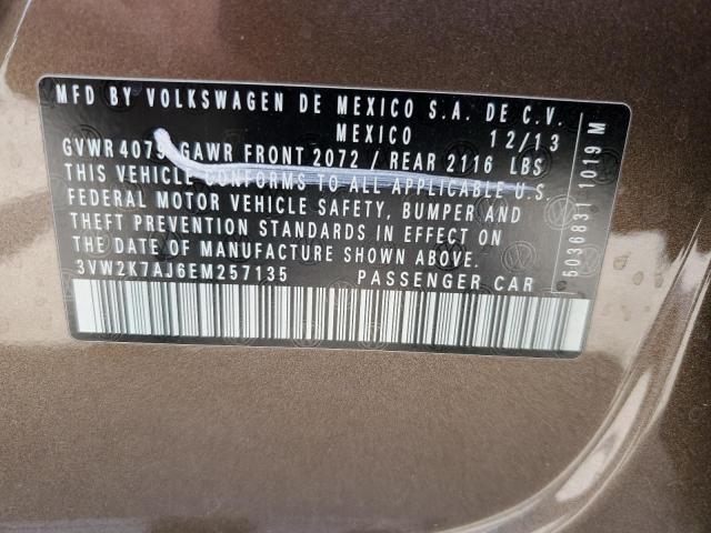 3VW2K7AJ6EM257135 - 2014 VOLKSWAGEN JETTA BASE 棕色 照片 12