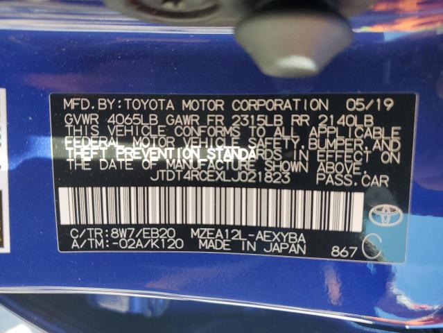 JTDT4RCEXLJ021823 - 2020 TOYOTA COROLLA XSE BLUE photo 13