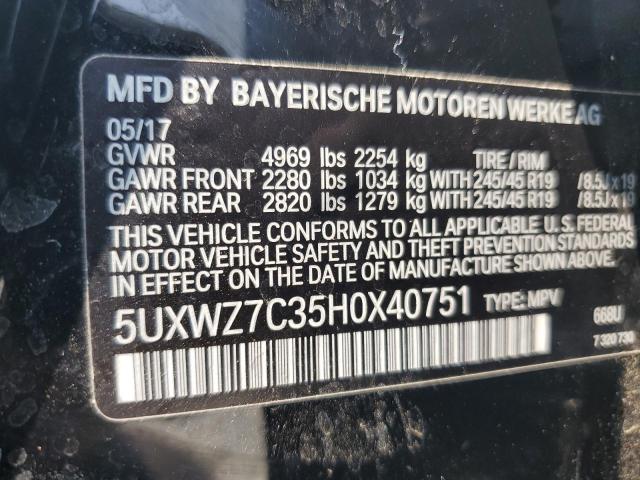5UXWZ7C35H0X40751 - 2017 BMW X3 SDRIVE28I BLACK photo 13