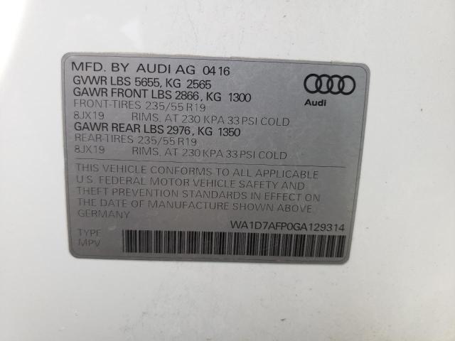 WA1D7AFP0GA129314 - 2016 AUDI Q5 PREMIUM PLUS S-LINE WHITE photo 13