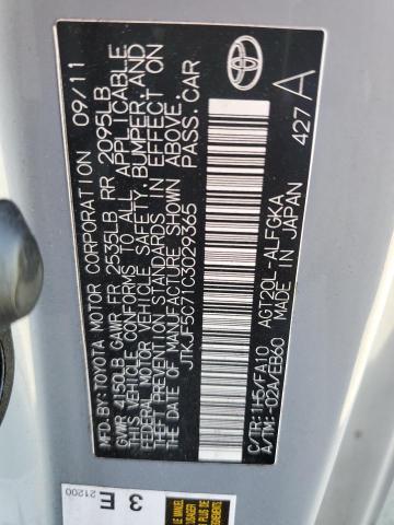 JTKJF5C71C3029365 - 2012 TOYOTA SCION TC 银色 照片 12