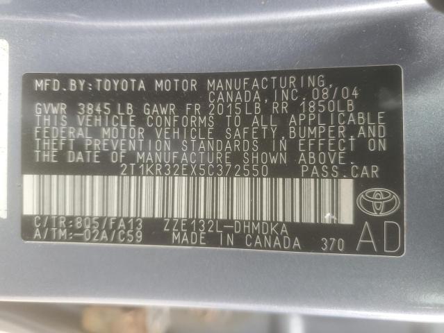 2T1KR32EX5C372550 - 2005 TOYOTA COROLLA MA XR BLUE photo 12