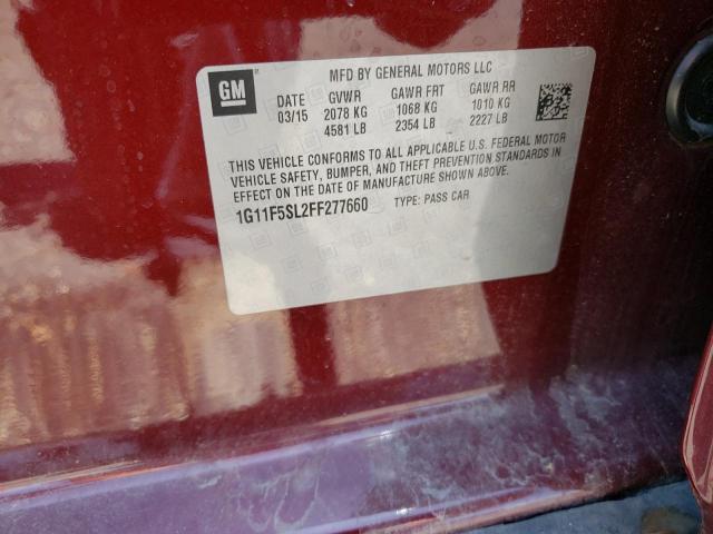 1G11F5SL2FF277660 - 2015 CHEVROLET MALIBU LTZ Bordeaux photo 12