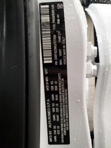 ZARFAEDN5J7577034 - 2018 ALFA ROMEO GIULIA Q4 白色 照片 12