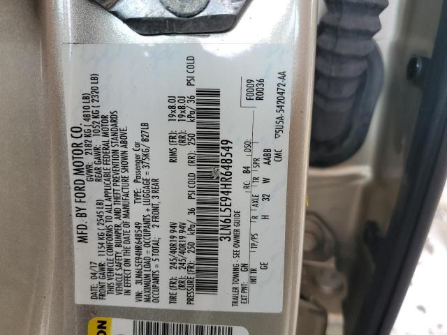 3LN6L5E94HR648549 - 2017 LINCOLN MKZ RESERVE ბეჟი ფოტო 12