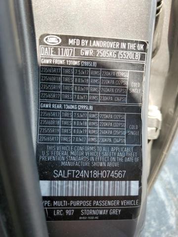 SALFT24N18H074567 - 2008 LAND ROVER LR2 HSE TECHNOLOGY GRAY photo 13