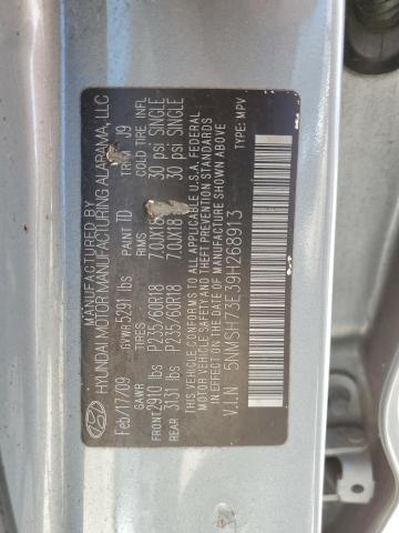 5NMSH73E39H268913 - 2009 HYUNDAI SANTA FE SE SILVER photo 13