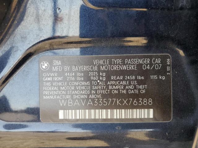 WBAVA33577KX76388 - 2007 BMW 328 I BLUE photo 13