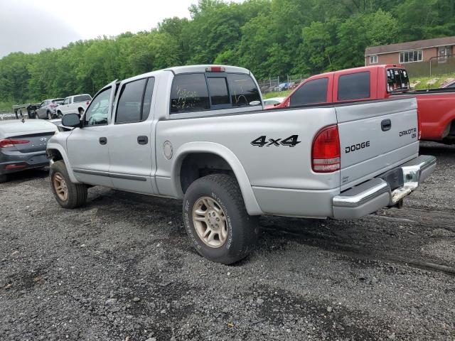 1D7HG48N34S774328 - 2004 DODGE DAKOTA QUAD SLT SILVER photo 2