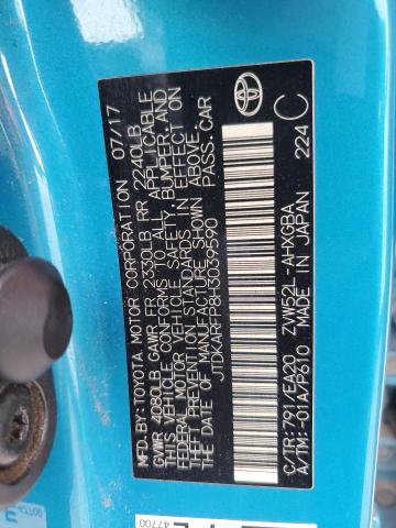 JTDKARFP8H3039590 - 2017 TOYOTA PRIUS PRIM ლურჯი ფოტო 12