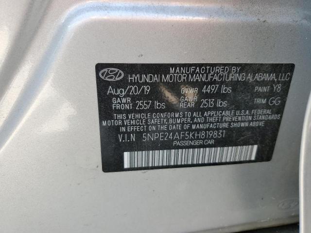 5NPE24AF5KH819831 - 2019 HYUNDAI SONATA SE SILVER photo 13