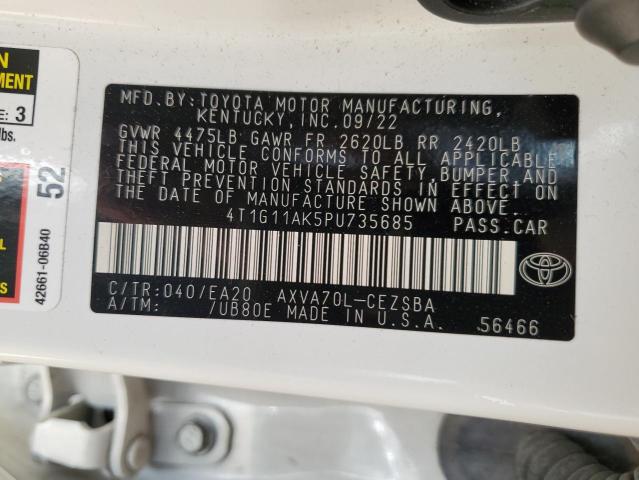 4T1G11AK5PU735685 - 2023 TOYOTA CAMRY SE NIGHT SHADE WHITE photo 12