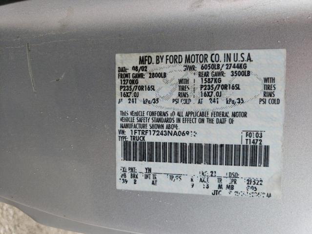 1FTRF17243NA06913 - 2003 FORD F150 GRAY photo 12