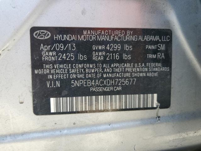 5NPEB4ACXDH725677 - 2013 HYUNDAI SONATA GLS SILVER photo 12