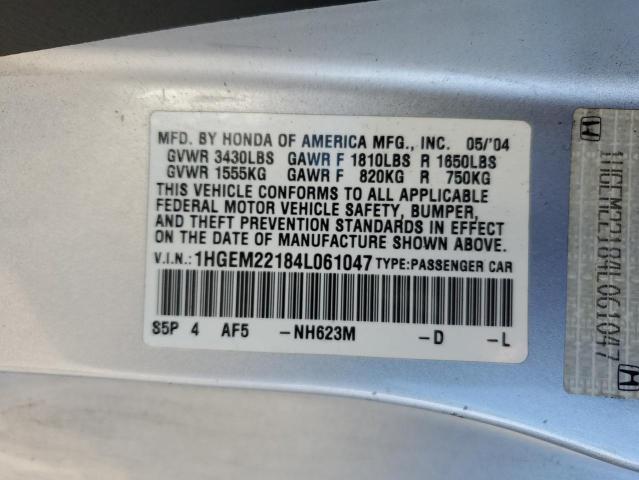 1HGEM22184L061047 - 2004 HONDA CIVIC DX VP Gümüş foto 12