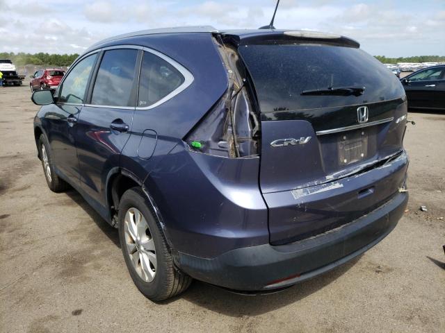 5J6RM4H73CL054622 - 2012 HONDA CR-V EXL BLUE photo 3