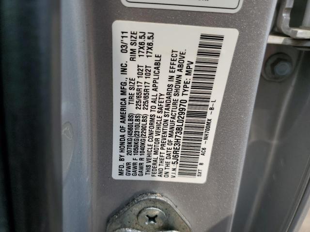 5J6RE3H73BL029970 - 2011 HONDA CR-V EXL SILVER photo 13