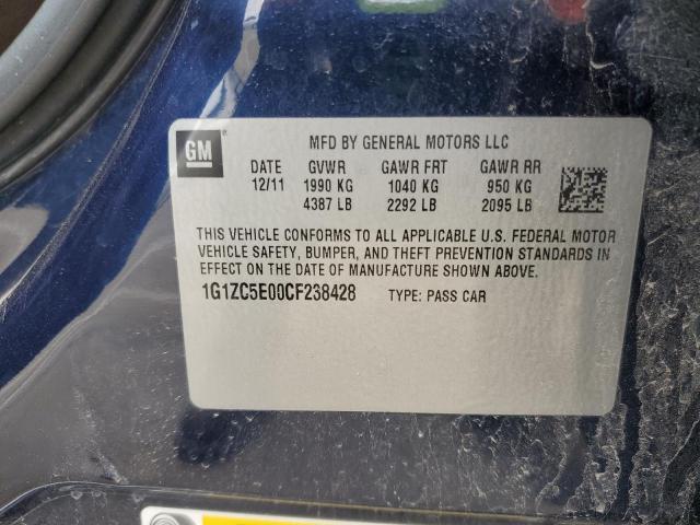 1G1ZC5E00CF238428 - 2012 CHEVROLET MALIBU 1LT BLUE photo 12