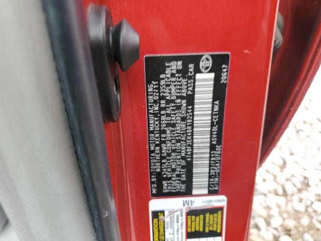 4T4BF3EK4BR182544 - 2011 TOYOTA CAMRY BASE RED photo 13