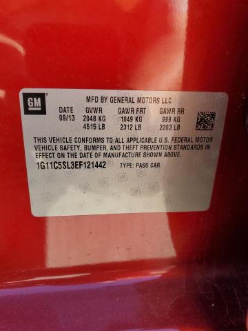 1G11C5SL3EF121442 - 2014 CHEVROLET MALIBU 1LT RED photo 12