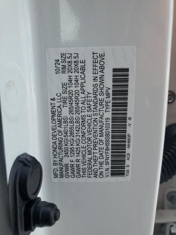 5FNYF8H59SB010319 - 2025 HONDA PASSPORT EXL أبيض صورة 14