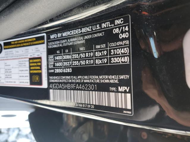 4JGDA5HB9FA462301 - 2015 MERCEDES-BENZ ML 350 4MATIC BLACK photo 13